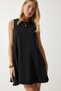 Women's Black Crew Neck Summer Woven Bell Dress RV00160 - 4