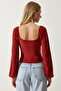 Women's Tile Elastic Balloon Sleeve Sandy Knitted Blouse FF00154 - 5