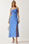 Women's Blue Strap Patterned Viscose Dress UB00236 - 2