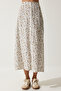 Women's Ecru Patterned Slit Viscose Skirt UB00246 - 6