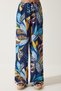 Women's Navy Blue Yellow High Waist Summer Loose Viscose Trousers BH00354 - 3