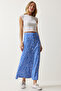 Women's Blue Patterned Slit Viscose Skirt UB00246 - 2