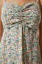 Women's Cream Green Strap Patterned Viscose Dress UB00236 - 7