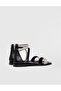 Eske Genuine Leather Women's Black Sandals - 5