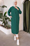 8222 Full Length Tunic with Side Slit Robe Emerald Green - 4