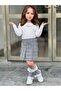 Girl's Plaid Gray Shorts Skirt and Badi Double Set