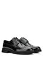 Men's Genuine Leather Black Opening Casual Shoes - 5