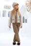 Girl's Chanel Fabric Jacket and Leather Pants Brown Bottom Top Set