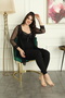 Black Dressing Gown Lace 3-Piece Pajamas Set - 3