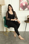 Black Dressing Gown Lace 3-Piece Pajamas Set