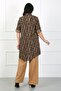 Women's Tan Striped Cotton Viscose Large Size Tunic - 4