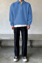 Men's Oversize Half Zipper Sweatshirt with Shirt Collar - 5