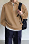 Vio BelleMen's Oversize Half Zipper Sweatshirt with Shirt Collar
