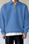Men's Oversize Half Zipper Sweatshirt with Shirt Collar - 2