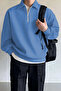 Men's Oversize Half Zipper Sweatshirt with Shirt Collar