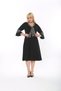 Plus Size Tie Patterned Black Midi Dress