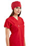 Red Lycra Thick Fabric Scrubs Doctor Nurse Jersey Bat Sleeve Surgical Suit - 5