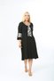 Plus Size Tie Patterned Black Midi Dress - 3