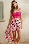 Women's Woven Viscose Geometric Printed Dressing Gown Without Underwire, Unsupported, Unpadded, Lace Bustier Bra - 2