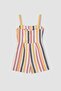 Linen Blended Strappy Striped Short Jumpsuit - Square Collar W8575az22sm - 8