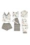 Patterned 6-Piece Viscose Pajama Set 9502 Ecru