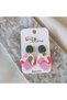 Polymer Clay Earrings Handmade Special Design Pink Green Colored Earrings - 6