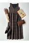 Women's Brown Gathered Waist Tweed Gilet Dress - 2