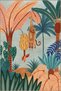 Forest Themed Multicolored Tree and Monkey Patterned Modern Decorative Carpet 3599