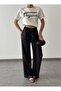 Elastic Waist Striped Wide Leg Pants - 2