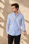 Striped Modern Slim Fit Linen Look 100% Cotton Long Sleeve Men's Shirt - 3