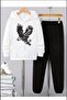Boy's Eagle Printed Hooded Sweatshirt Tracksuit Set