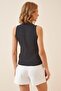 Women's Black and White Turtleneck Cotton Knitted Blouse GT00004 - 3