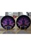 2-Piece Pink Neon Motif Far East Yoga Patterned Modern Round Plate & Placemat - 2