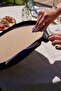 2-Piece Pink Neon Motif Far East Yoga Patterned Modern Round Plate & Placemat - 4