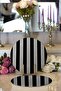 2-Piece Black Gray Straight Lines Specially Designed Modern Round Charger & Placemat