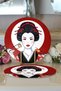 2-Piece Japanese Girl Eating Sushi Motif Modern Round Charger & Placemat - 3