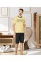 Single Jersey Dowry Yellow 3-Piece Men's Pajama Set - 2