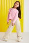 NICOLA-100% cotton long-sleeved girl Pink T-Shirt - 3