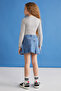LILLY-GRM24017 95%cotton 5%elastane long-sleeved girl's crop White-Grey Striped Blouse - 6