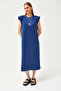 Women's Navy Blue Shoulder Padded Crystal Dress Elb- 19002086 - 2