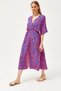 Women's Cobalt Blue Double Breasted Collar Bat Waist Elastic Woven Dress ELB-19002084