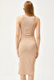 Women's Camel Halter Collar Lycra Thin Ribbed Slit Ottoman Dress ELB-19002081 - 5