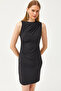 Women's Black Drape Detailed Flexible Mini Dress ELB-19002083