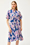 Women's Indigo Collar Lace-up Casual Dress ELB-19002073 - 4