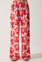 Women's Ecru Red High Waist Summer Loose Viscose Trousers BH00354 - 5