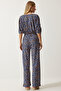 Women's Blue Orange Patterned Blouse Palazzo Knitted Set MC00264 - 8