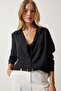 Women's Black Soft Textured Basic Shirt DD01297