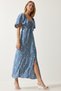 Women's Indigo Blue Slit Detailed Flounce Viscose Dress UB00247 - 4