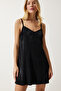 Women's Black Strap Velvet Mini Dress AA00028 - 3
