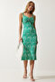 Women's Green Double Strap Patterned Knitted Dress MC00262 - 3